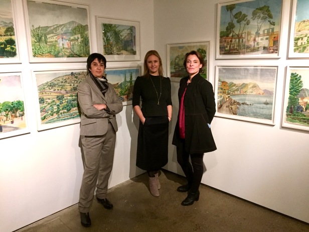 Onita Wass, museichef på Millesgården tillsammans med Ulrica von Schwerin Sievert och Anna Sievert som gjort boken "Josef Frank - de okända akvarellerna".
